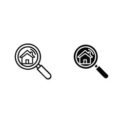 Searching for house, real estate property find icon vector design