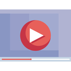 Red Play Button Icon Centered On Screen With Purple Background And Progress Bar Below Representing Video Player Interface