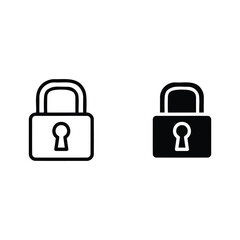 Lock icon outline and filled versions for security and access