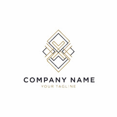 Elegant Geometric Logo Design with Company Name and Tagline.