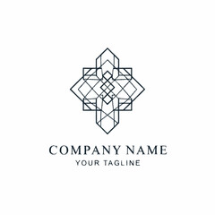 Geometric Abstract Logo Design with Intersecting Lines and Shapes.