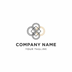 Fototapeta premium Abstract Logo Design Featuring Interlocking Circles and a Square in a Minimalist Style.