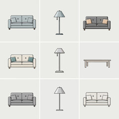 set of furniture icons