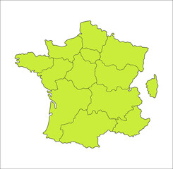 Map of France with Administrative Regions