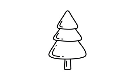 Fototapeta premium Simple and cute doodle of a pine tree, a minimalist black outline icon perfect for Christmas and winter holiday decorations.