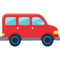 Red Retro Van With Tinted Windows On Transparent Background Classic Vehicle Design