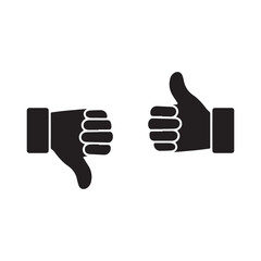 Set of Like icons. Up and down thumbs icon.