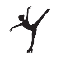 Elegant figure skater silhouette performing a beautiful spiral, perfect for sports branding, event posters, or inspirational designs, showcasing grace and athleticism