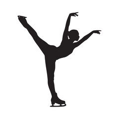 Elegant figure skater silhouette performing a beautiful spiral, showcasing grace and athleticism in a dynamic pose, perfect for sports or arts promotions