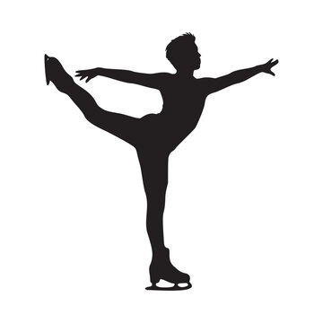 Dynamic figure skater silhouette gracefully performing a Biellmann spin, showcasing elegance and precision, perfect for sports or dance related projects