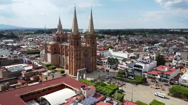 View of the Parish of Saint Joseph, neo gothic architecture in Los Altos region, downtown Arandas.