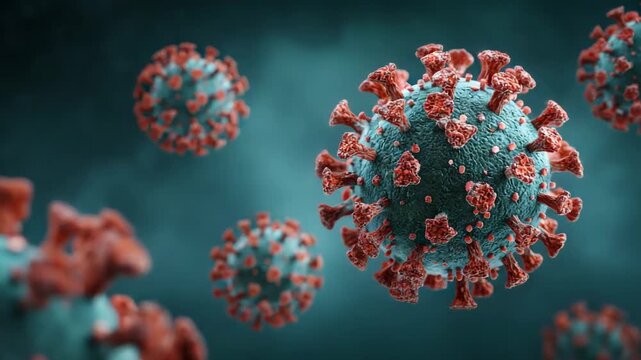 Detailed 3D illustration of a coronavirus particle with vivid colors for health and science visuals