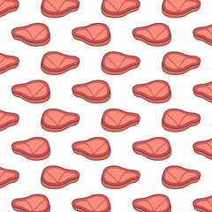 Repeating Flat Design Raw Steak Pattern For Butcher Shop Products