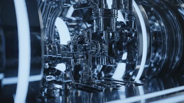 Futuristic Engine Close-Up - Chrome and Precision in Motion.