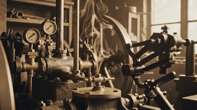 Vintage Steam Engine - A Glimpse into Industrial History and Engineering.