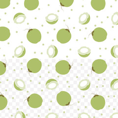 Simple Flat Green Coconut Fruit Repeat Pattern Design Element