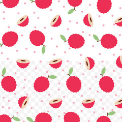 Flat Design Fresh Lychee Smoothie Drink Seamless Repeat Pattern Illustration