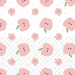 Cute Handdrawn Pastel Apple Seamless Pattern with Dots Background