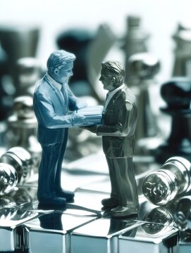 Business Miniatures on Chessboard