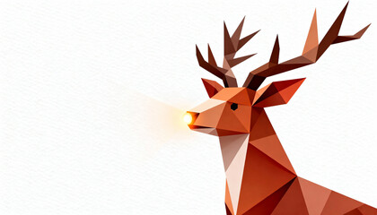 Cute origami deer vector illustration on white background.