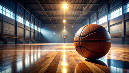 Dramatic Basketball on Indoor Court Ai Generated
