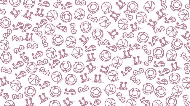 A repetitive pattern of nautical lifebuoys and marine elements creating a vibrant background suitable for marine, nautical, and seaside design projects.