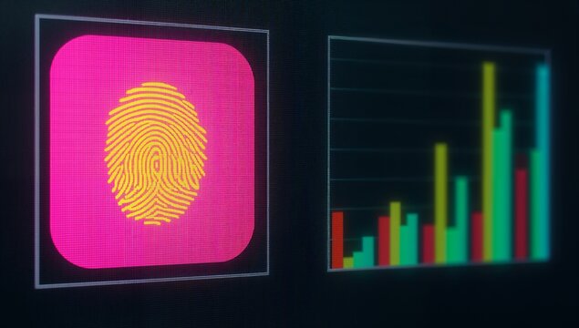 Biometric fingerprint security and data analytics display interface
