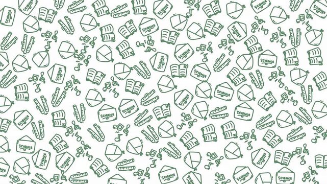 Fascinating animated collection of open books, reading icons, and educational symbols forming a visually appealing pattern for digital projects and stock media.