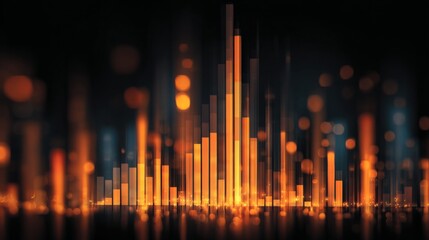 Abstract digital visualization of sound waves with vibrant orange and black colors, illustrating data representation and modern technology concepts
