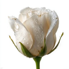 Elegant cream colored rose flower with fresh water drops.