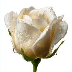Elegant cream colored rose flower with fresh water drops.