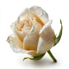 Elegant cream colored rose flower with fresh water drops.