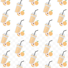 Flat Style Detailed Lychee Smoothie and Fruit Drink Seamless Pattern