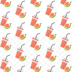 Seamless Flat Drink Durian Pattern Sweet Tropical Fruit Delicious Refreshment