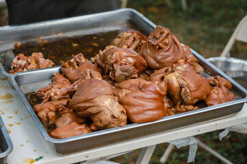 Pork leg rice, Thai food