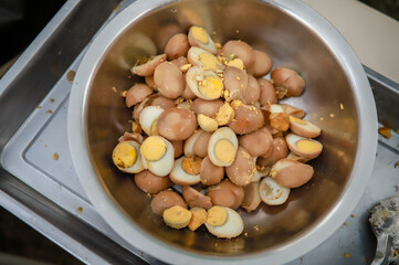 Boiled eggs with five-spice powder, Thai food