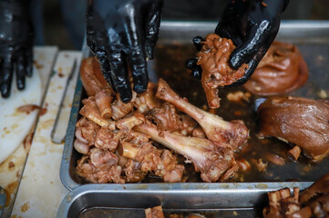 Pork leg rice, Thai food