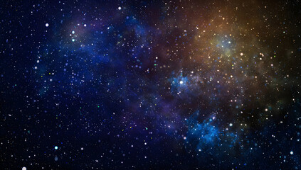 Deep Space Starfield Background with Colorful Blue and Gold Nebula Texture