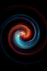 Colorful Abstract Spiral Vortex on Black Background - Digital Energy Swirl