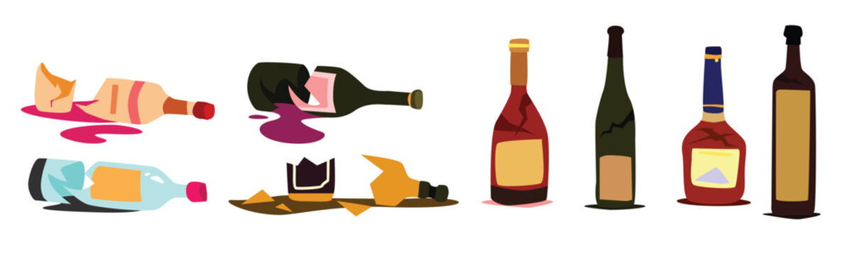 broken syrup bottle vector .