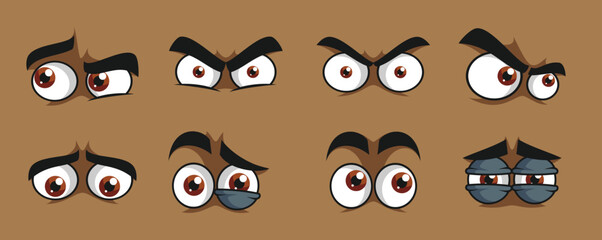 brown cartoon eyes vector