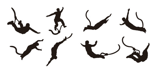 bungee jumping silhouettes vector .