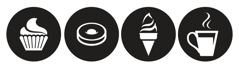 cafe icons set white on a black background 