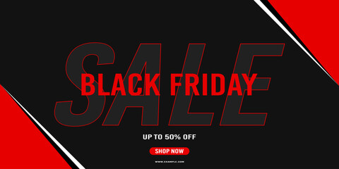 Fototapeta premium Black Friday sale background with bright red. Modern design. Background for poster, card, banner. Vector illustration.