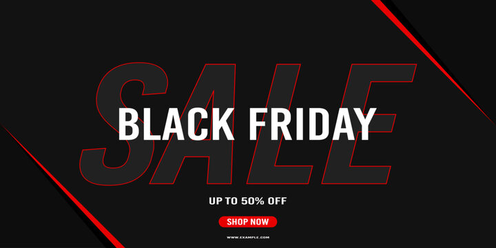 Black Friday sale background with bright red. Modern design. Background for poster, banner, card. Vector illustration.