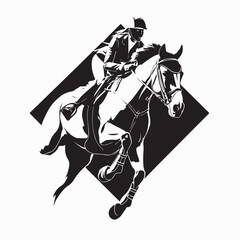 Equestrian Jumping Competition Vector Illustration on white background