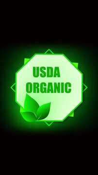 Agriculture sustainable branding motion graphics natural product green leaves vertical video. Healthy eating clean food label with green leaves organic certification vertical video.
