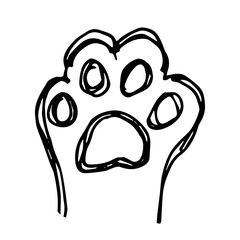 Hand drawn cute cat's paw Cat, dog, animal, pet, tiger paw clipart in doodle style Single element for print, web, design, decor, greeting cards, children's prints