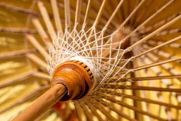 Bo Sang umbrella from Thailand inner part intricate design detail in close up
