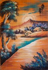 Tropical island with palm trees bamboo hanging Thailand item